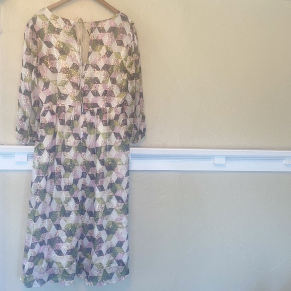 NEW J. Crew Lurex Metallic Chiffon Midi Dress NWT - Picture 7 of 13